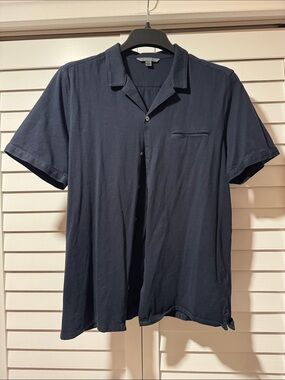 John Varvatos black or very dark blue camp collar shirt sleeve size M